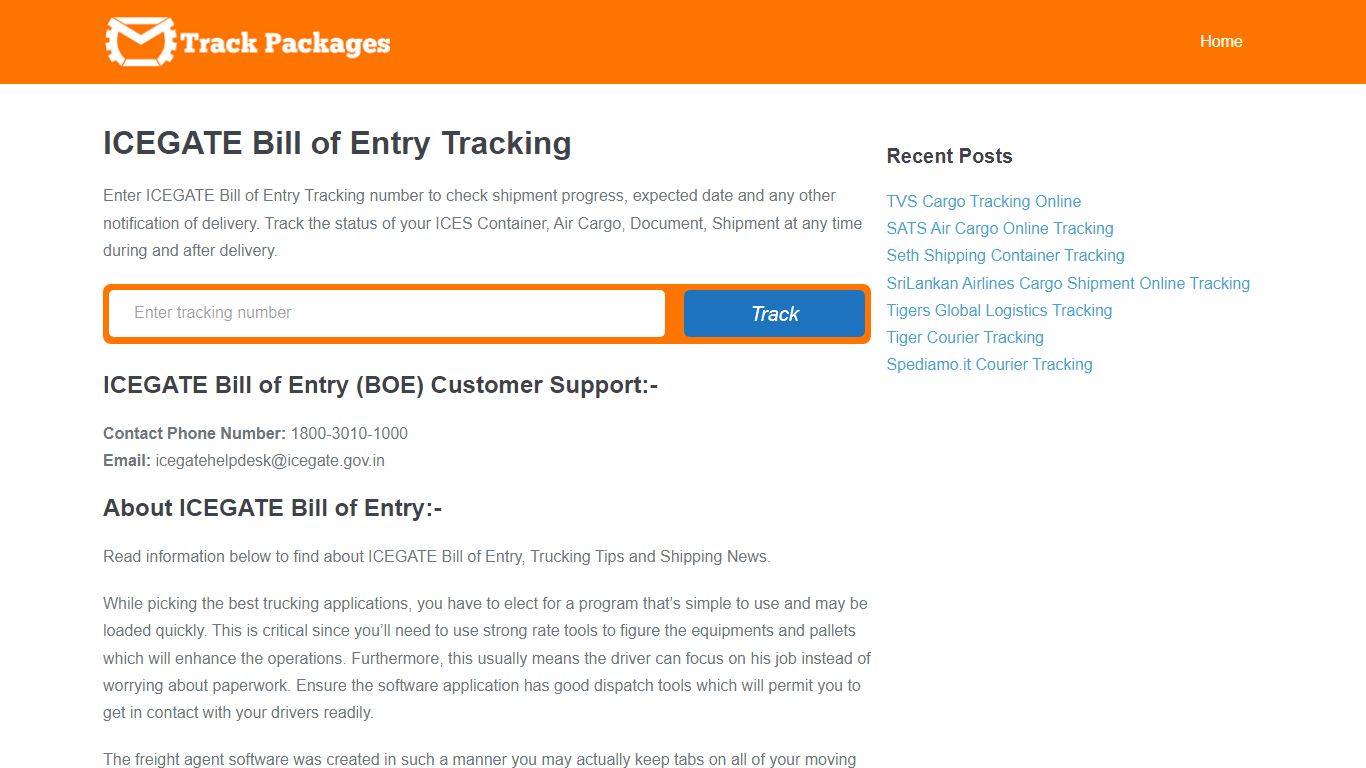 ICEGATE Bill of Entry Tracking - Delivery Tracking